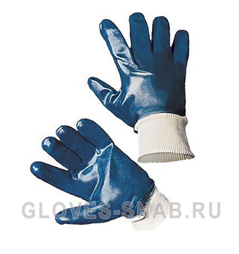 Перчатки Нитрил полный облив манжет Резинка (подкладка х/б)