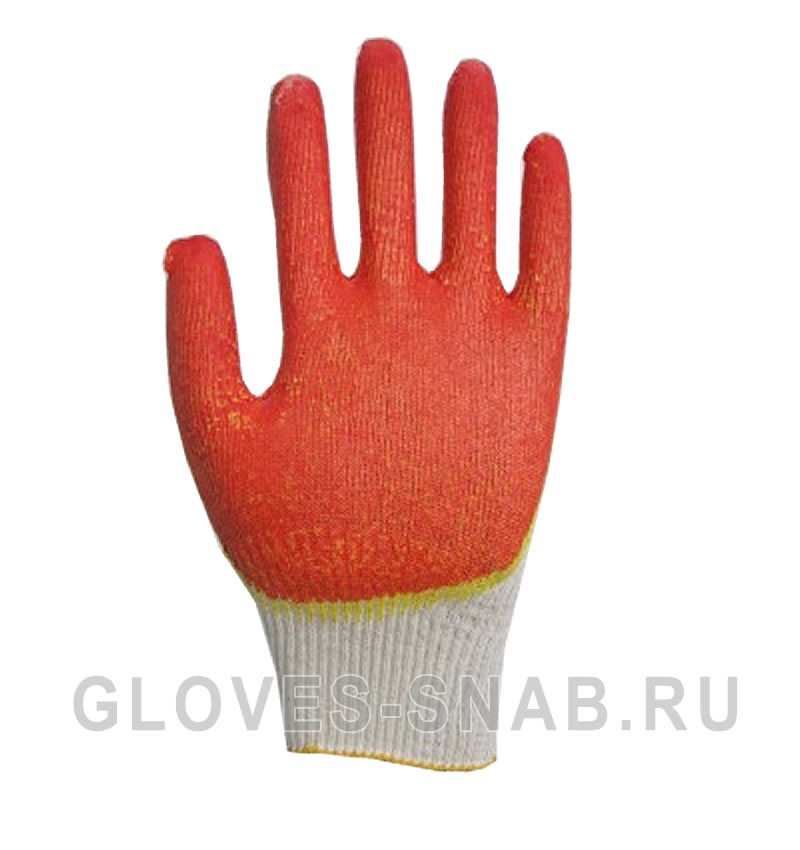 Перчатки Х/Б с Двойным латексным покрытием, красный-желтый, 13 класс