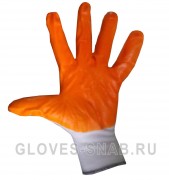Перчатки нейлоновые с нитриловым обливом эконом "Оранжевая"